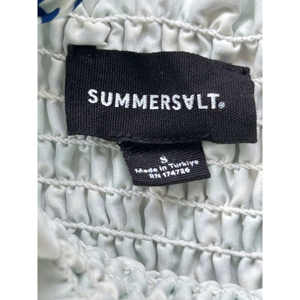 Summersalt The Silky Luxe Smocked Maxi Dress Green Blue Print Sz S Tie Strap - Picture 5 of 6